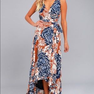 Lulus Desert Trip Floral High-Low Wrap Dress sz S